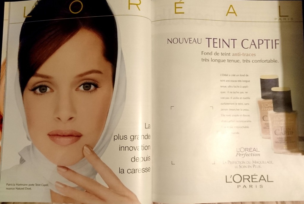 Patricia Hartmann pour une publicité L'Oréal dans le magazine Femme Actuelle