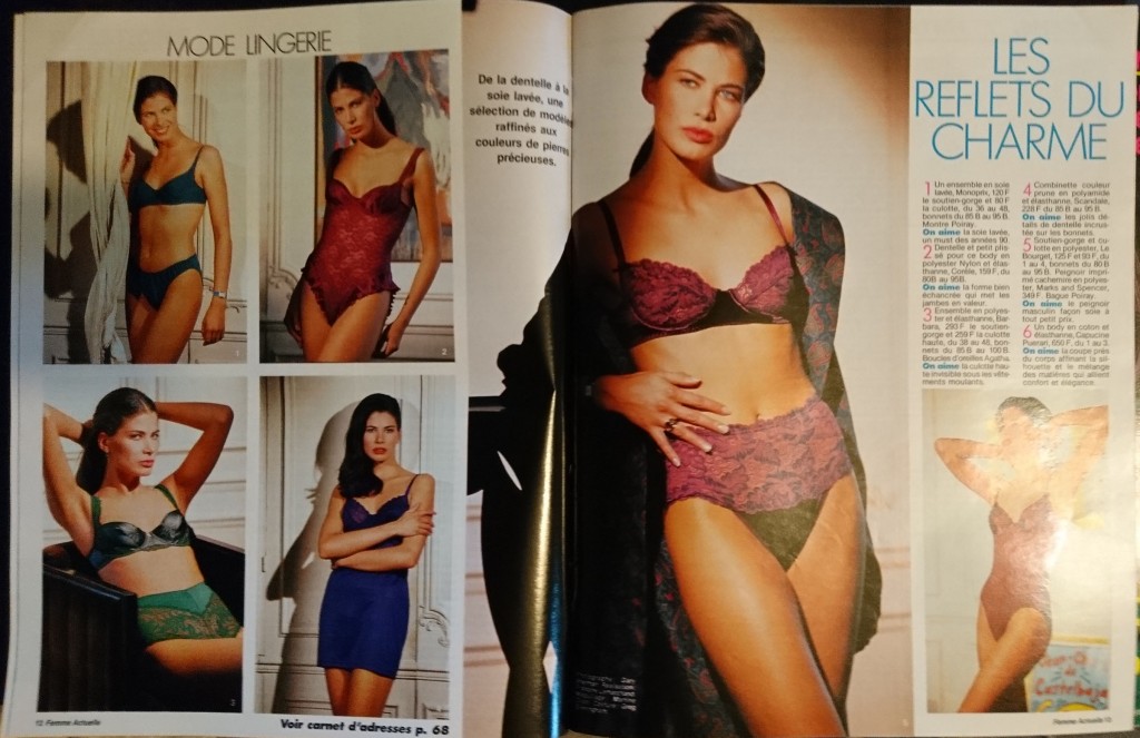 Pages lingerie dans le magazine Femme Actuelle